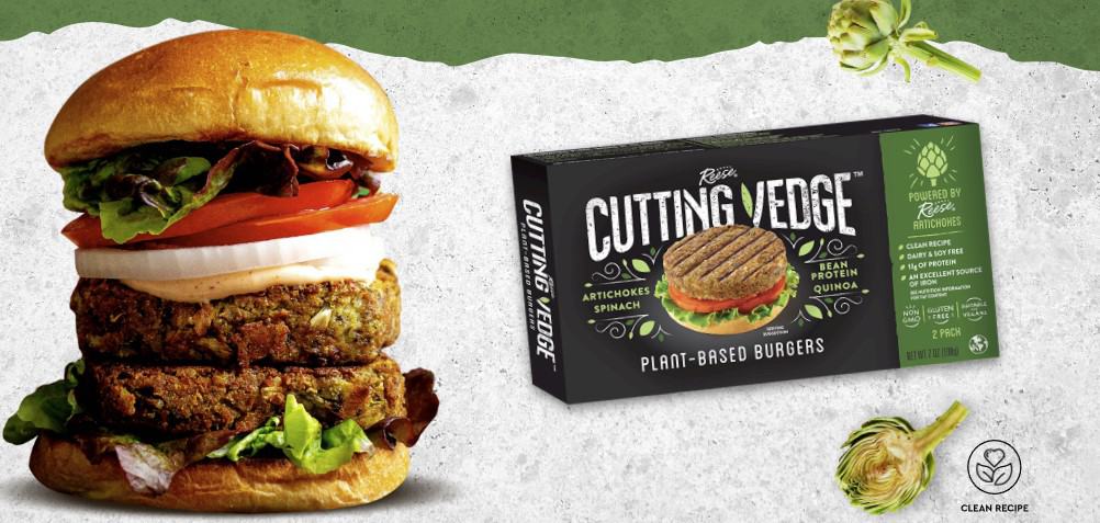 Cutting-vedge-plant-based-pflanzlicher-Burger-Artischoken
