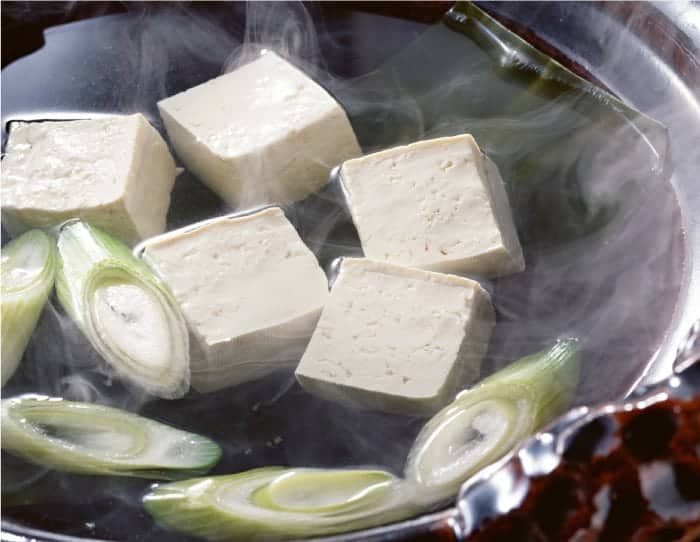 Frischer Tofu mit Frühlingszwiebeln