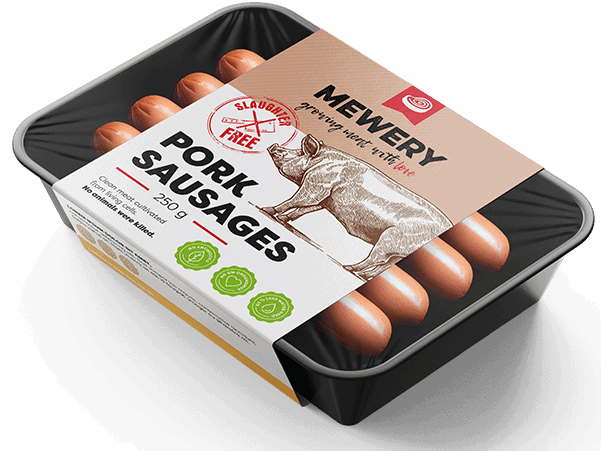 Würstchen aus kultiviertem Schweinefleisch