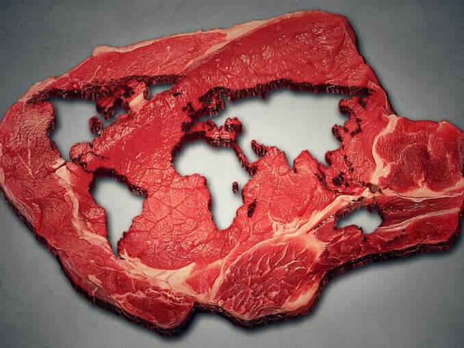 Global meat industry and world beef production food concept