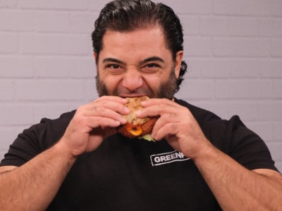 Patrik Baboumian eating GREENFORCE