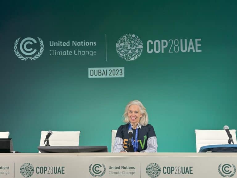 Elysabeth Alfano speaking at COP28
