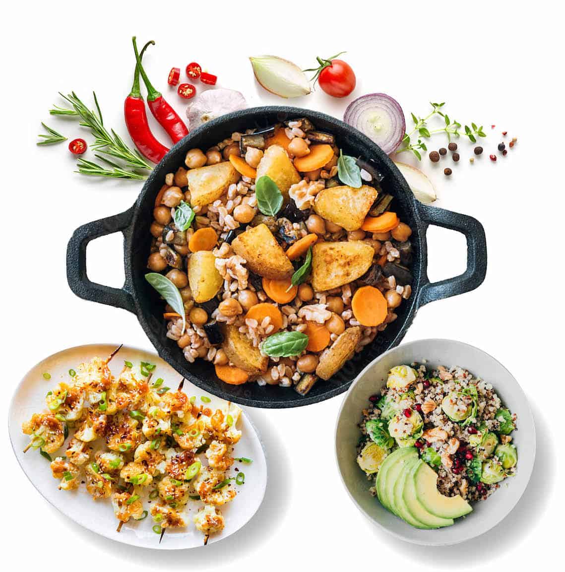 Vegan meal kits cooked and served