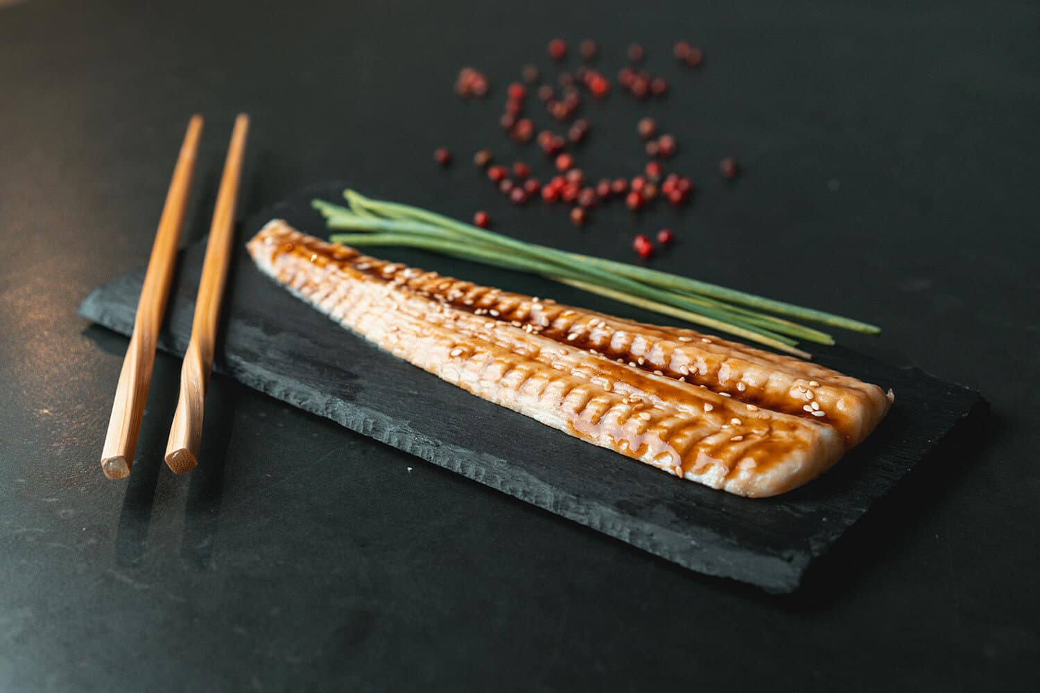 A 3D printed eel fillet on a plate