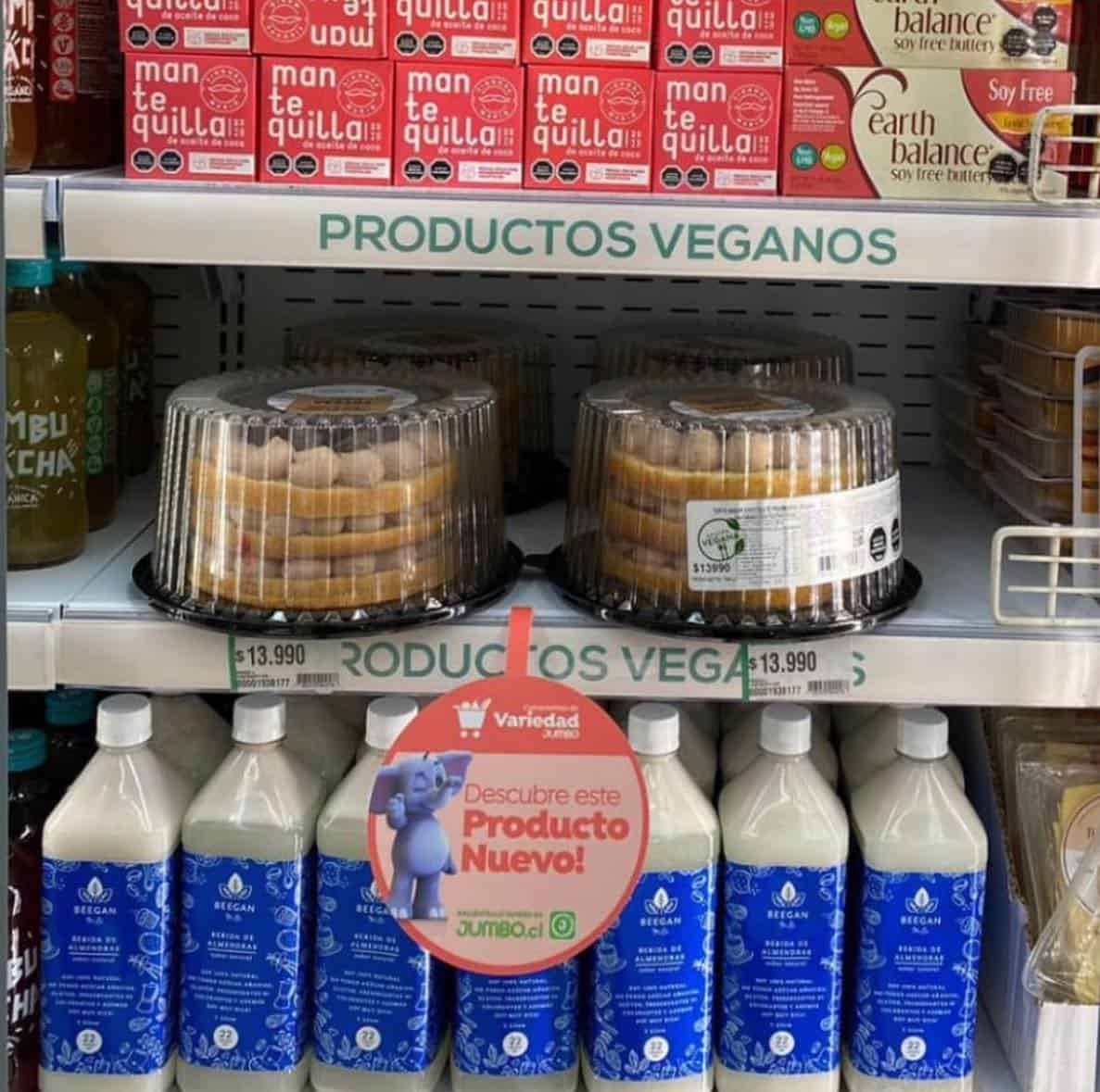 a range of vegan products at a supermarket