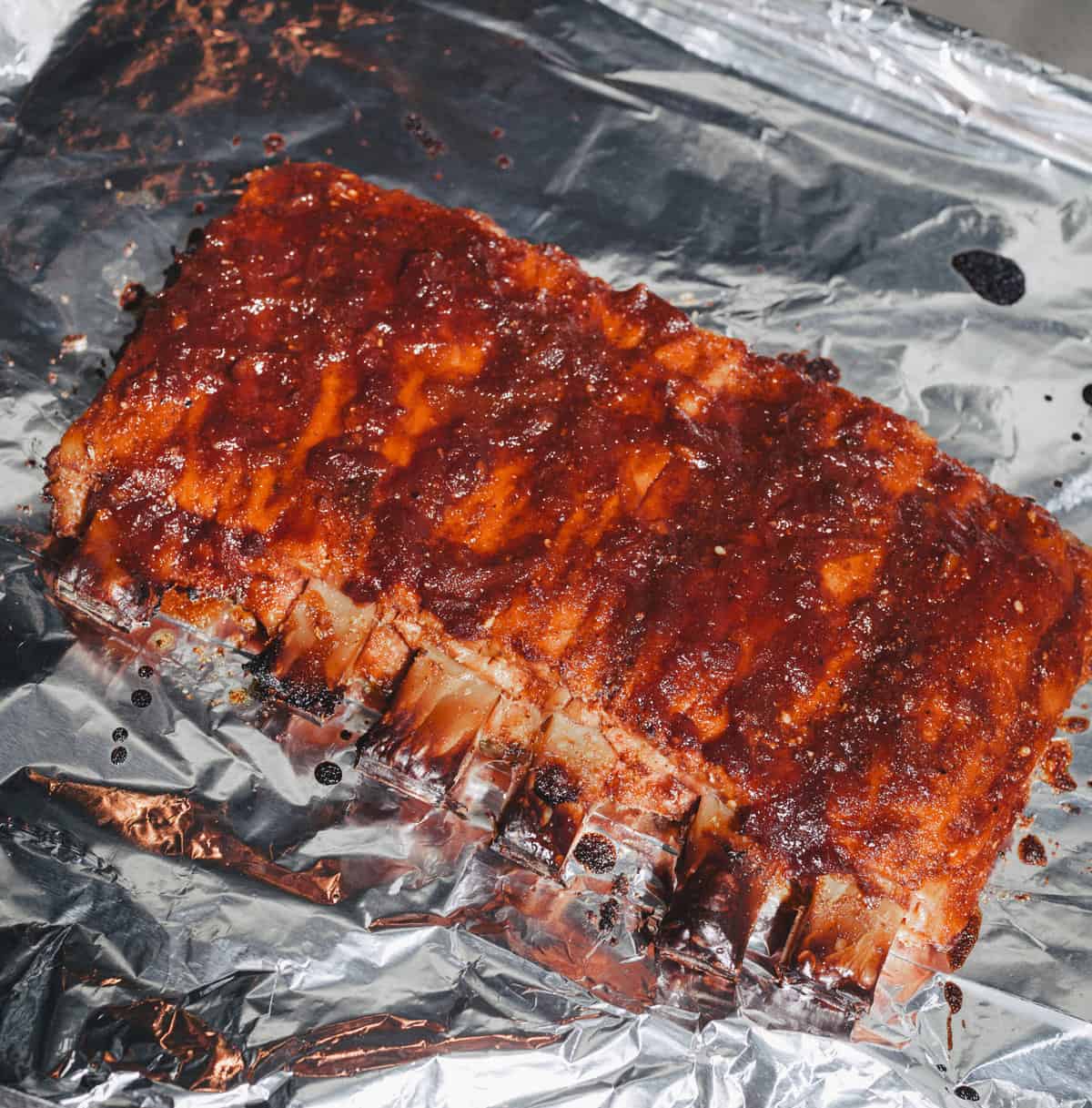Vegan ribs coming out of the oven