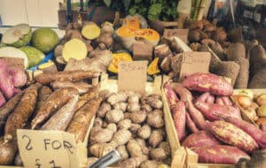 Fresh African Vegetables on Market Stall in London