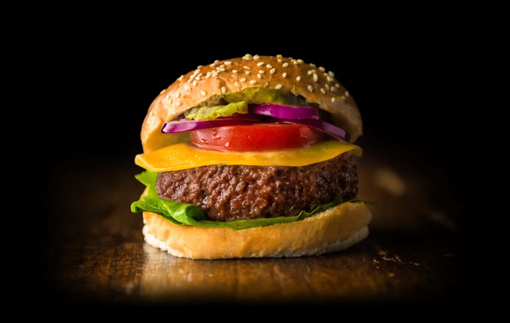 a cultivated meat hamburger