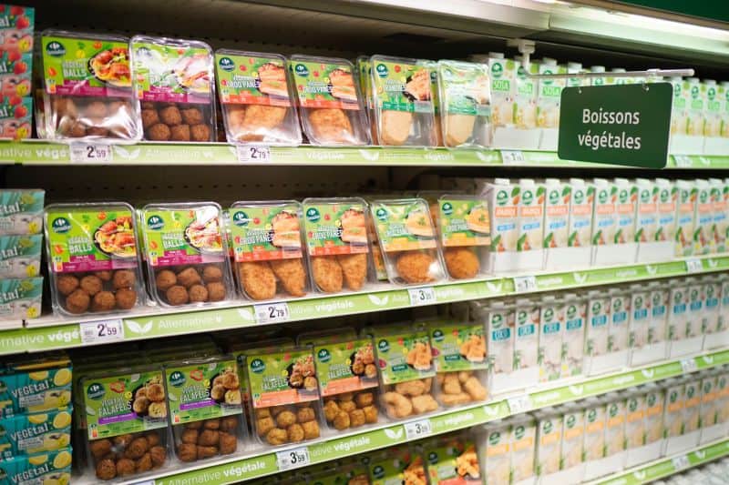 Plant-based meat at Carrefour shelves