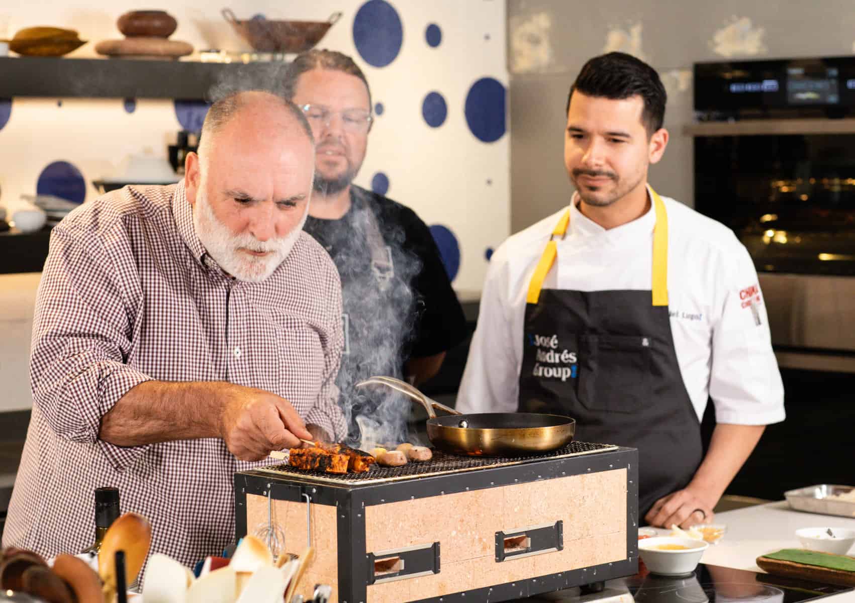 Chef José Andrés grilling cultivated chicken