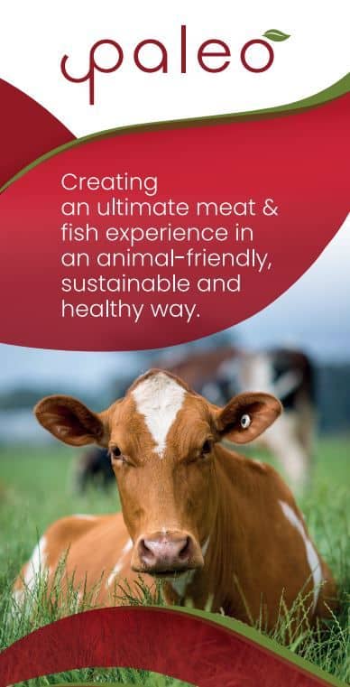 paleo's banner for animal-free meat