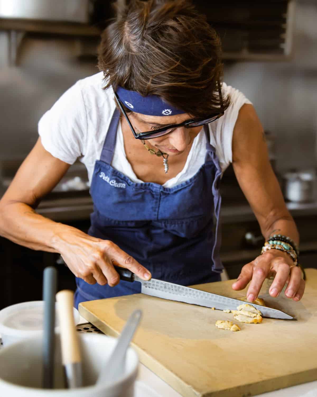Chef preparing first cultivated chicken sold in US