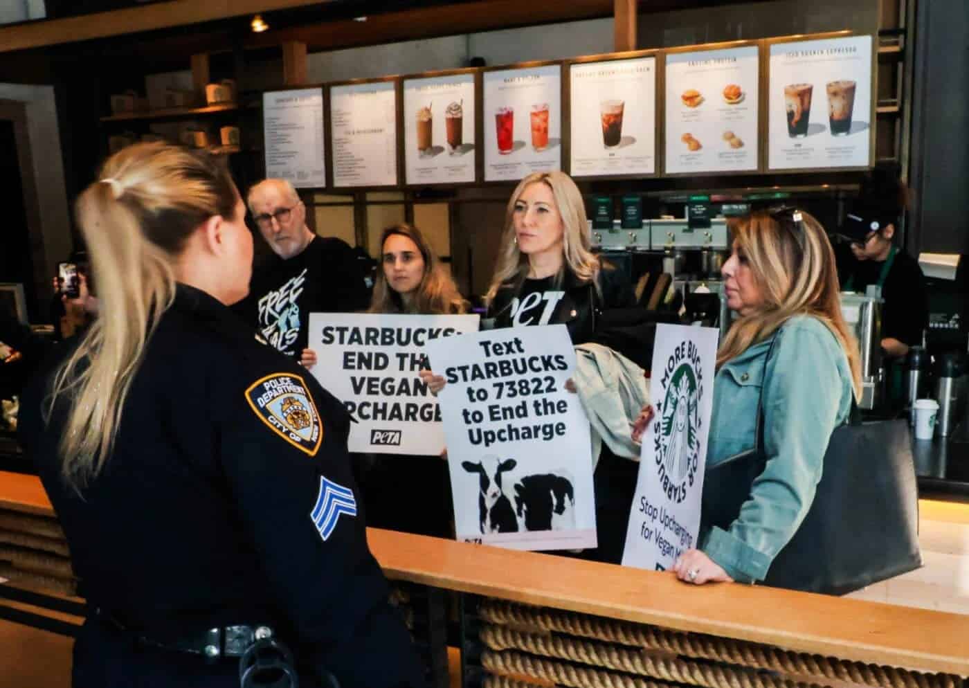 PETA Protesters Starbucks NYC